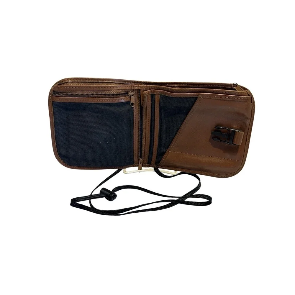 L.L. Bean Full Grain Leather Crossbody Bag Brown Small Organizer Travel‎ Vintage